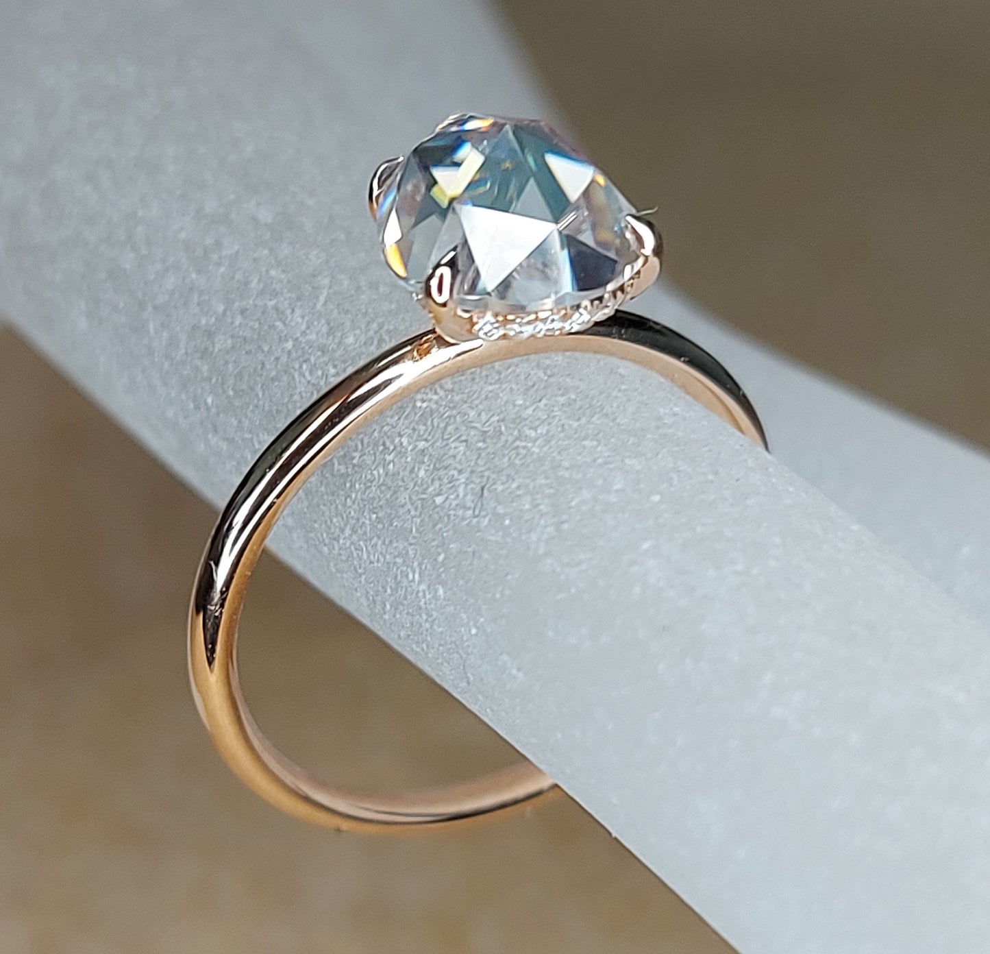 2 Ct Pear Moissanite Hidden Halo Statement Ring Pear cut 1Ct Moissanite Brilliant Cut engagement ring in 935 Argentium Silver — custom handcrafted by Forever For Love