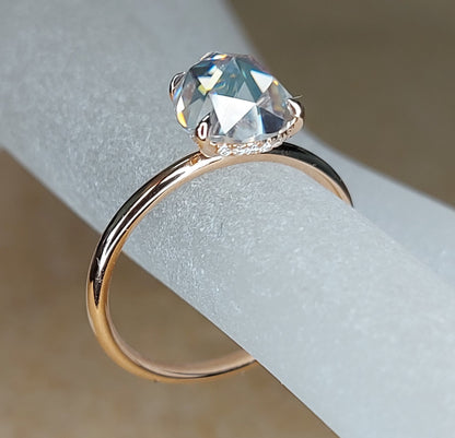 2 Ct Pear Diamond, Moissanite Hidden Halo Engagement Ring