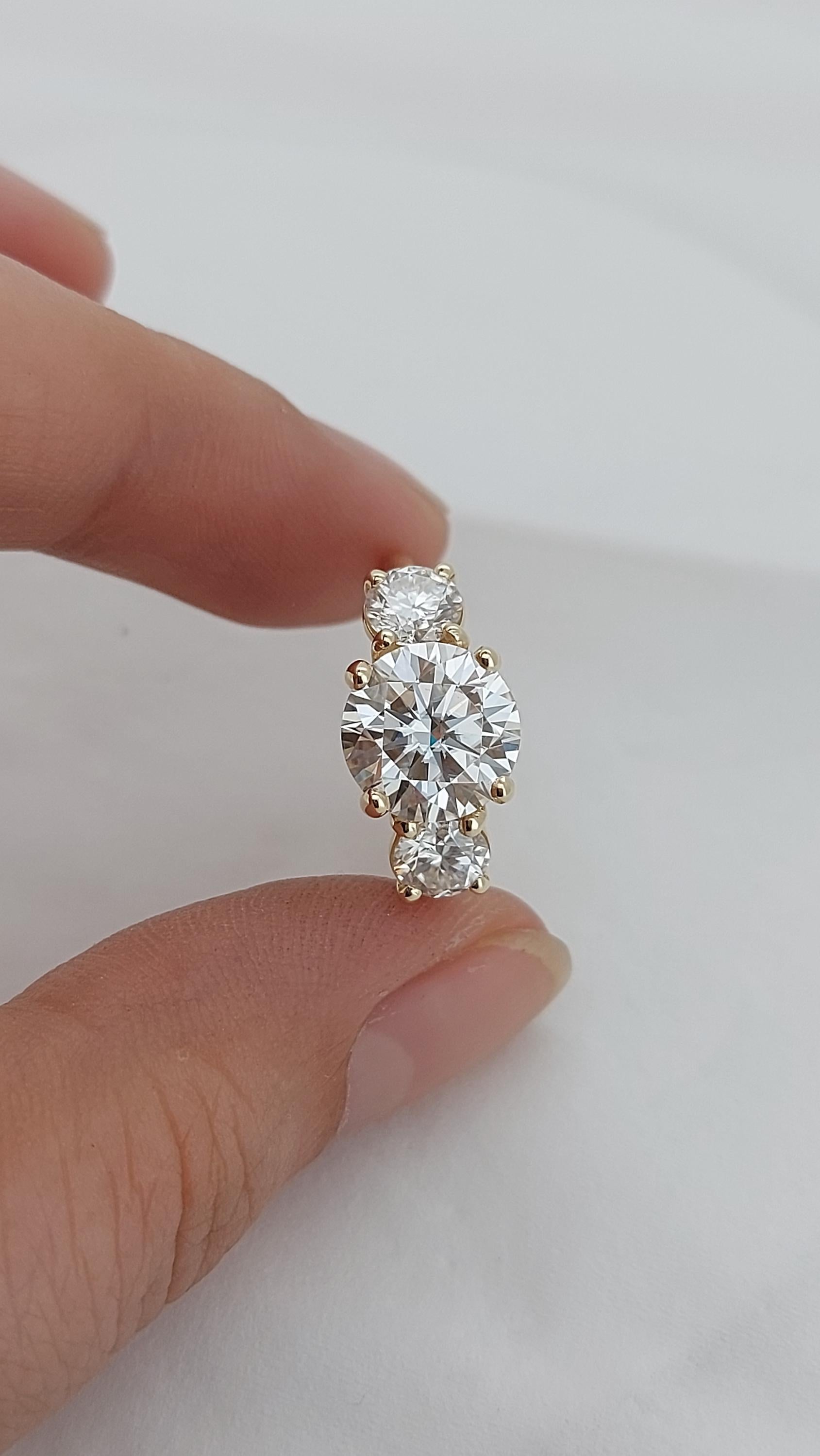 Vintage Moissanite engagement ring solid gold engagement ring round moissanite ring diamond cluster ring wedding Bridal Anniversary