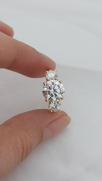 Vintage Moissanite engagement ring solid gold engagement ring round moissanite ring diamond cluster ring wedding Bridal Anniversary