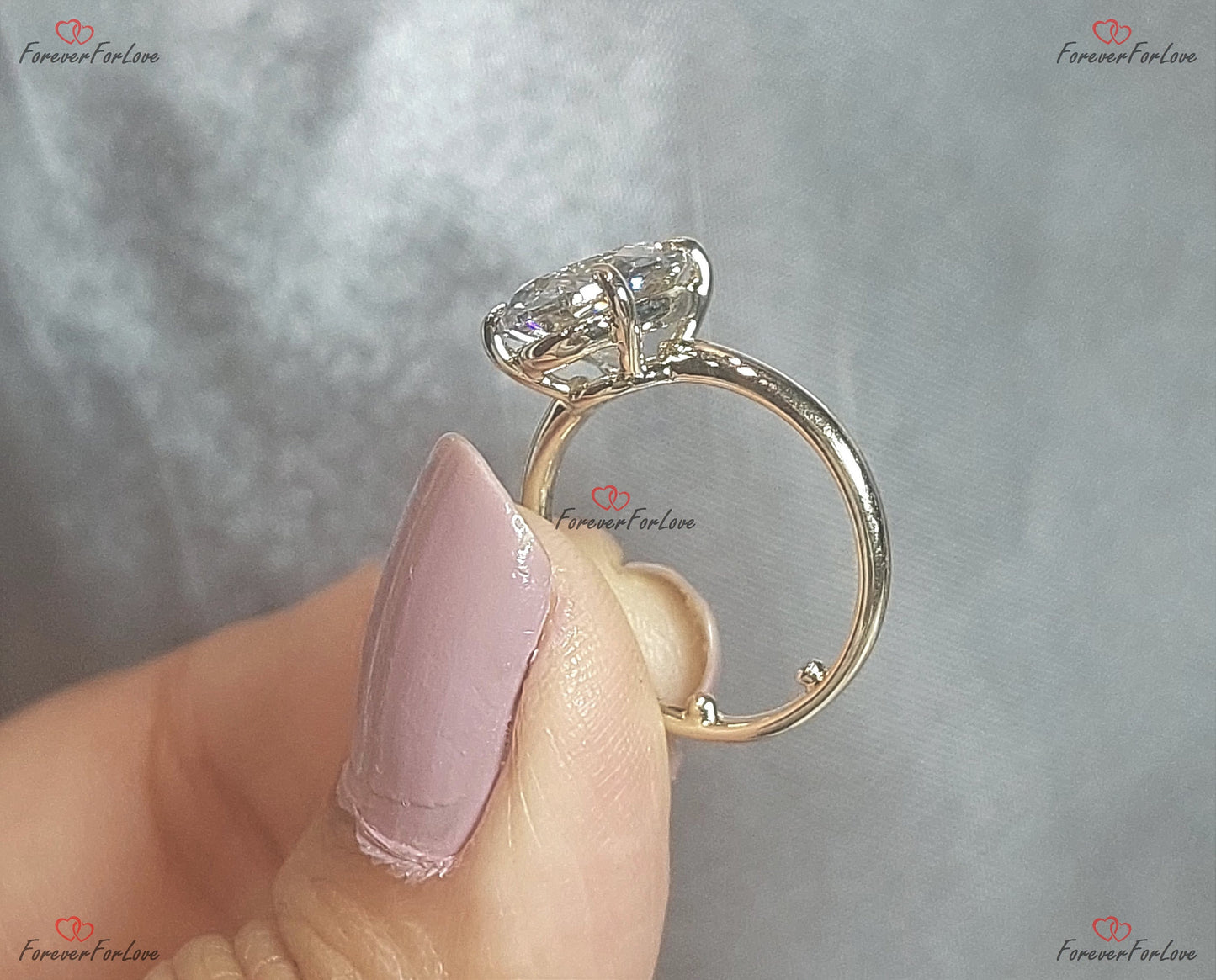2.59 Ct Oval Lab Diamond Solitaire Engagement Ring Oval cut 1Ct Moissanite Brilliant Cut engagement ring in 935 Argentium Silver — custom handcrafted by Forever For Love