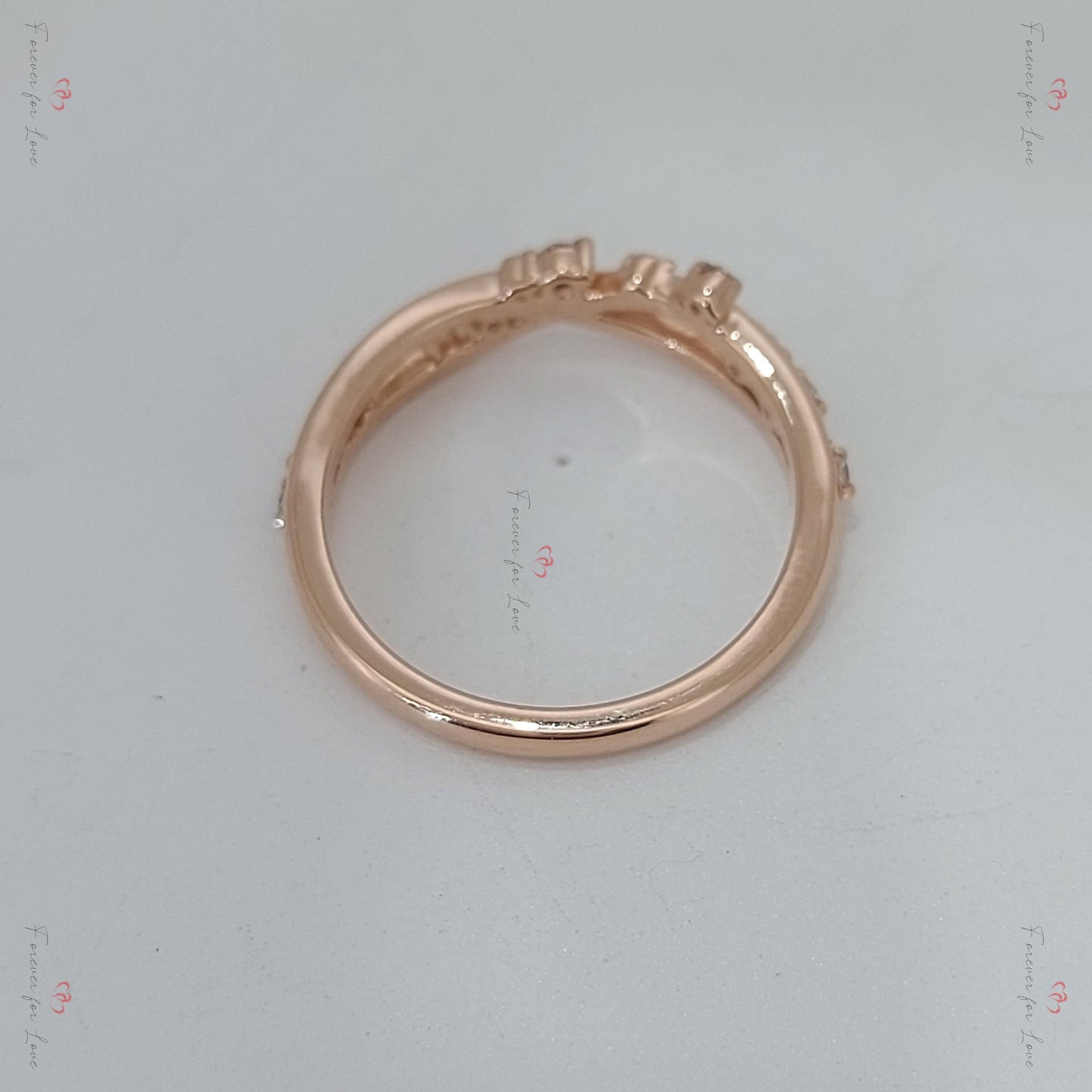 Bague éternité à diamants infinis Round cut Moissanite taille brillant engagement ring in Gold or Platinum — custom handcrafted by Forever For Love