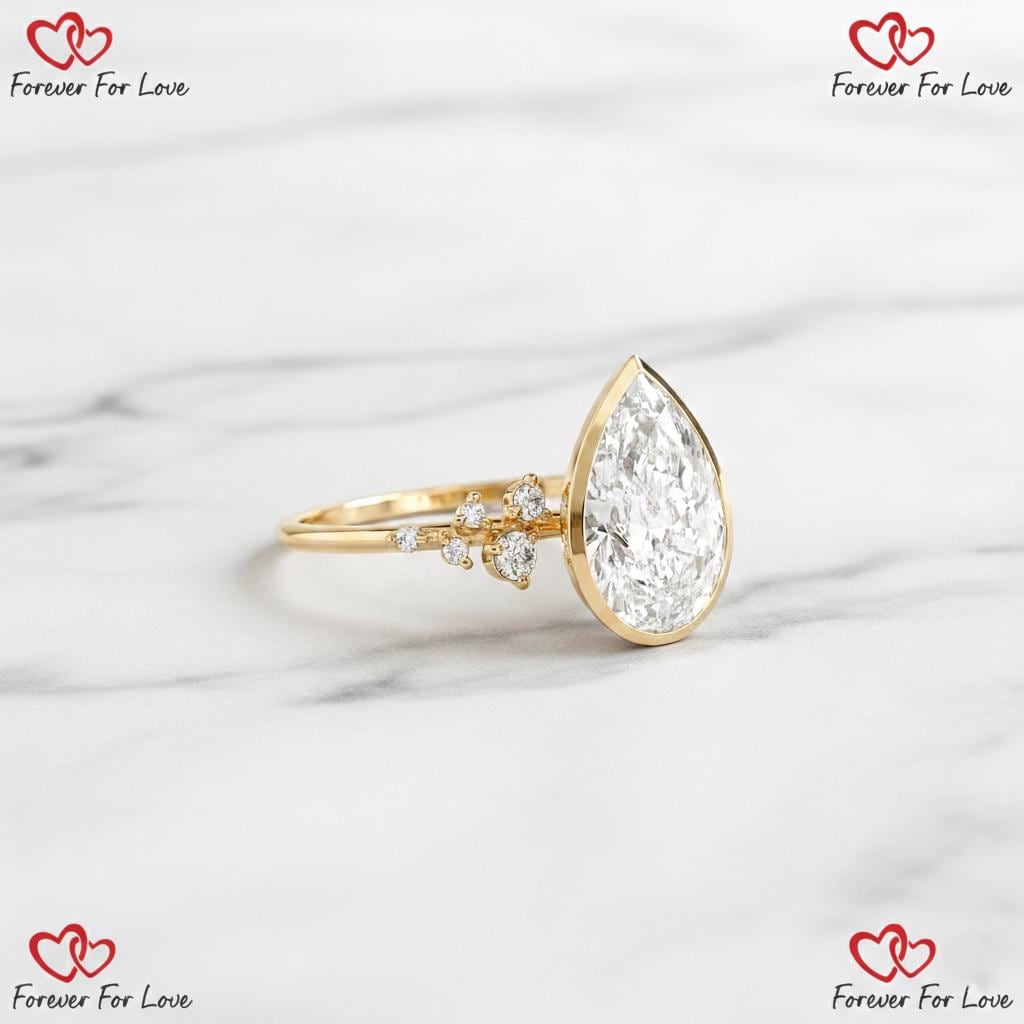 2.5 Ct IGI Certified Pear Lab Diamond Solitaire Engagement Ring Pear cut 1Ct Moissanite Brilliant Cut engagement ring in 935 Argentium Silver — custom handcrafted by Forever For Love