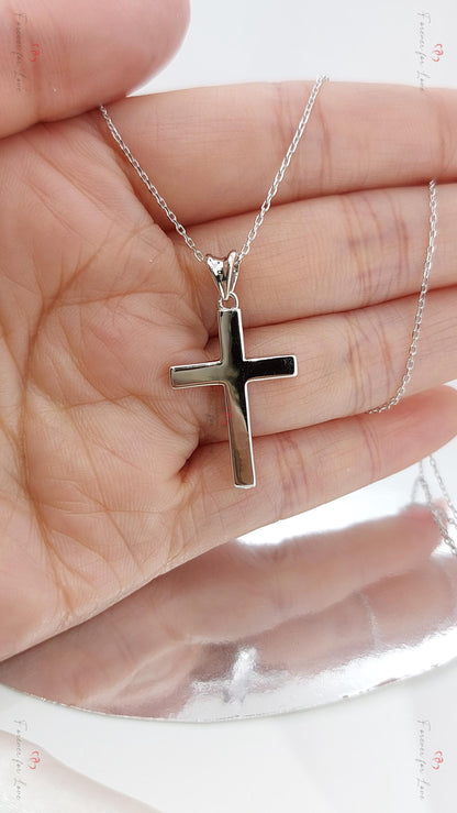 Halskette mit Kreuz aus 14 Karat Massivgold für Damen, Kreuzanhänger, Religiöser Schmuck, Anhänger mit christlichem Glauben, Kreuzgeschenk für Frauen