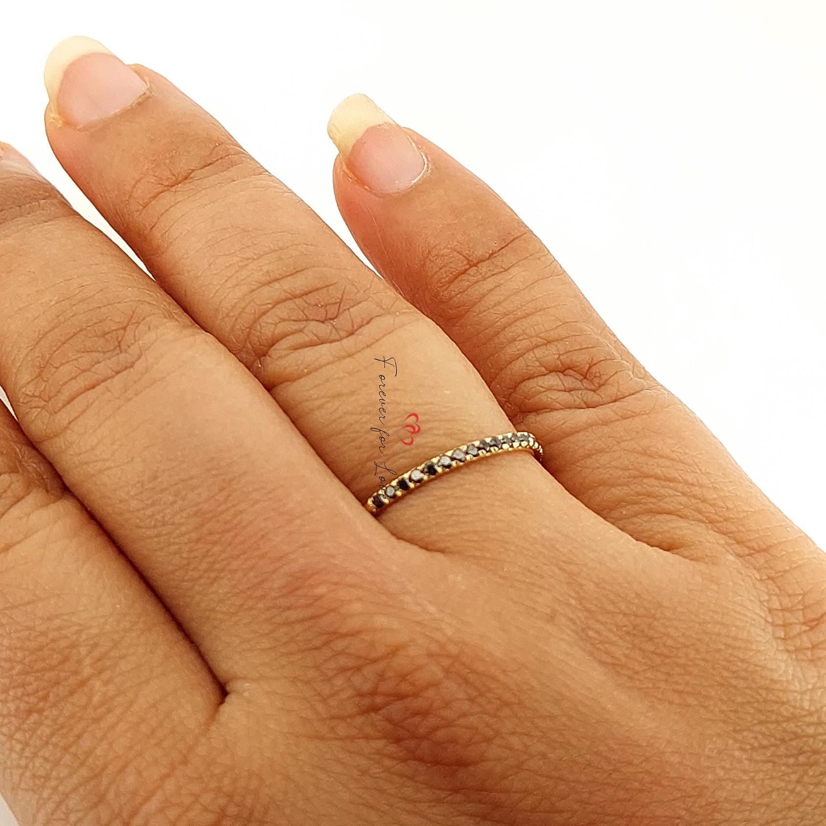 Black Natural Diamond Half Eternity Band