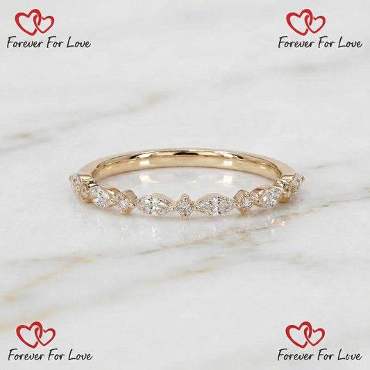 Marquise Lab Diamond Half Eternity Band