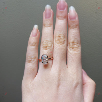 3 Ct Oval Diamond, Moissanite Solitaire Engagement Ring