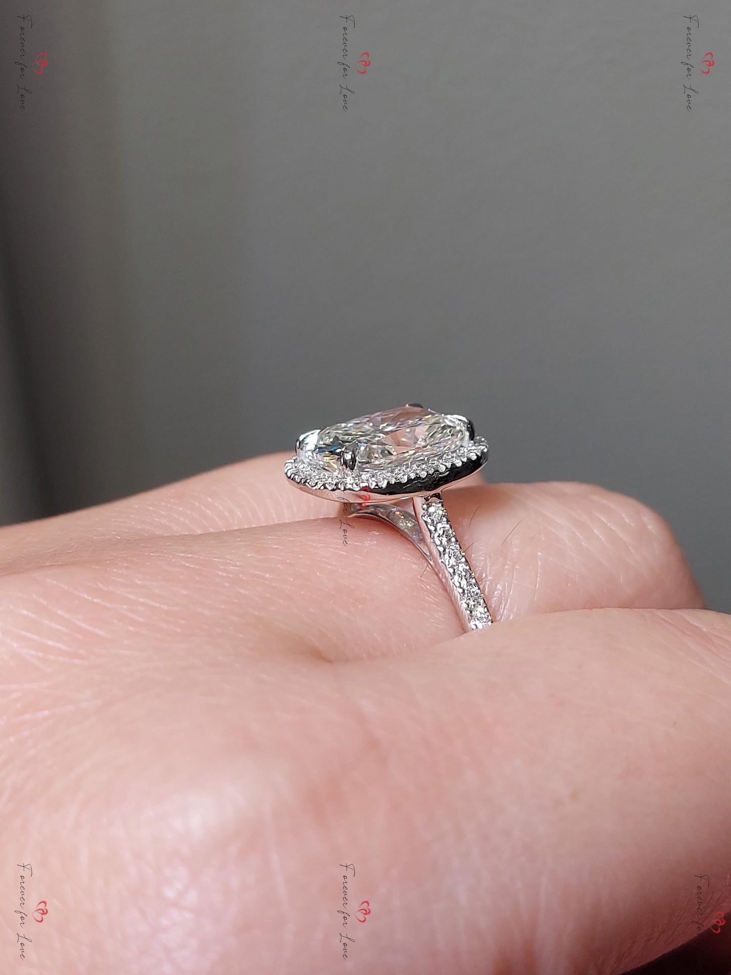3.5 Ct IGI Certified Cushion Lab Diamond Hidden Halo Engagement Ring Cushion cut 1Ct Moissanite Brilliant Cut engagement ring in 935 Argentium Silver — custom handcrafted by Forever For Love