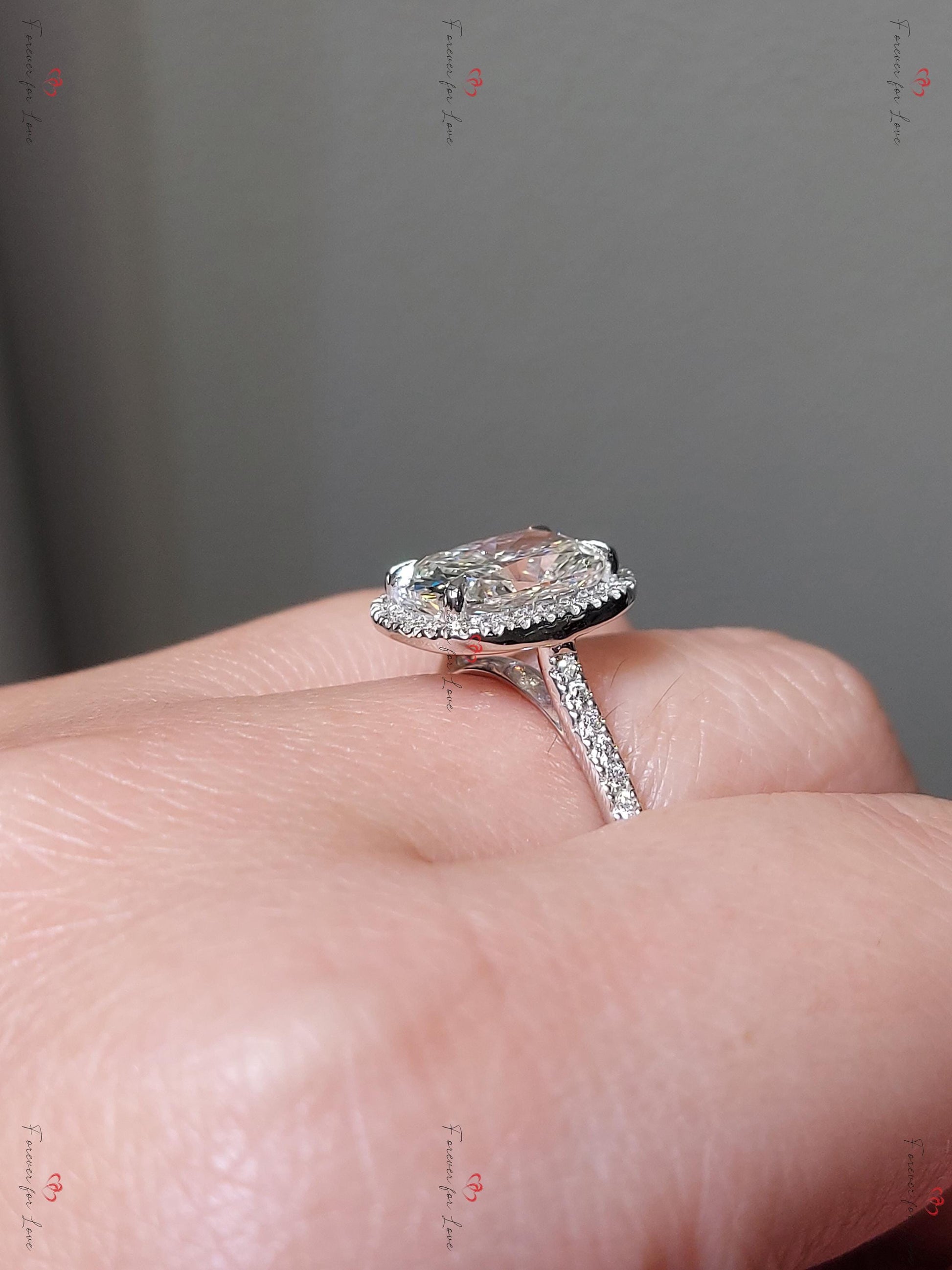 3.5 Ct IGI Certified Cushion Lab Diamond Hidden Halo Engagement Ring