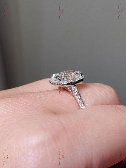 3.5 Ct IGI Certified Cushion Lab Diamond Hidden Halo Engagement Ring