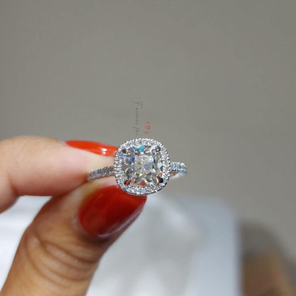Cushion Moissanite Halo Engagement Ring