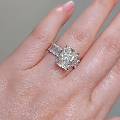 5 Ct Radiant Lab Diamond Solitaire Engagement Ring
