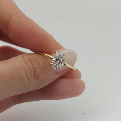 1 Ct Oval Lab Diamond Solitaire Engagement Ring