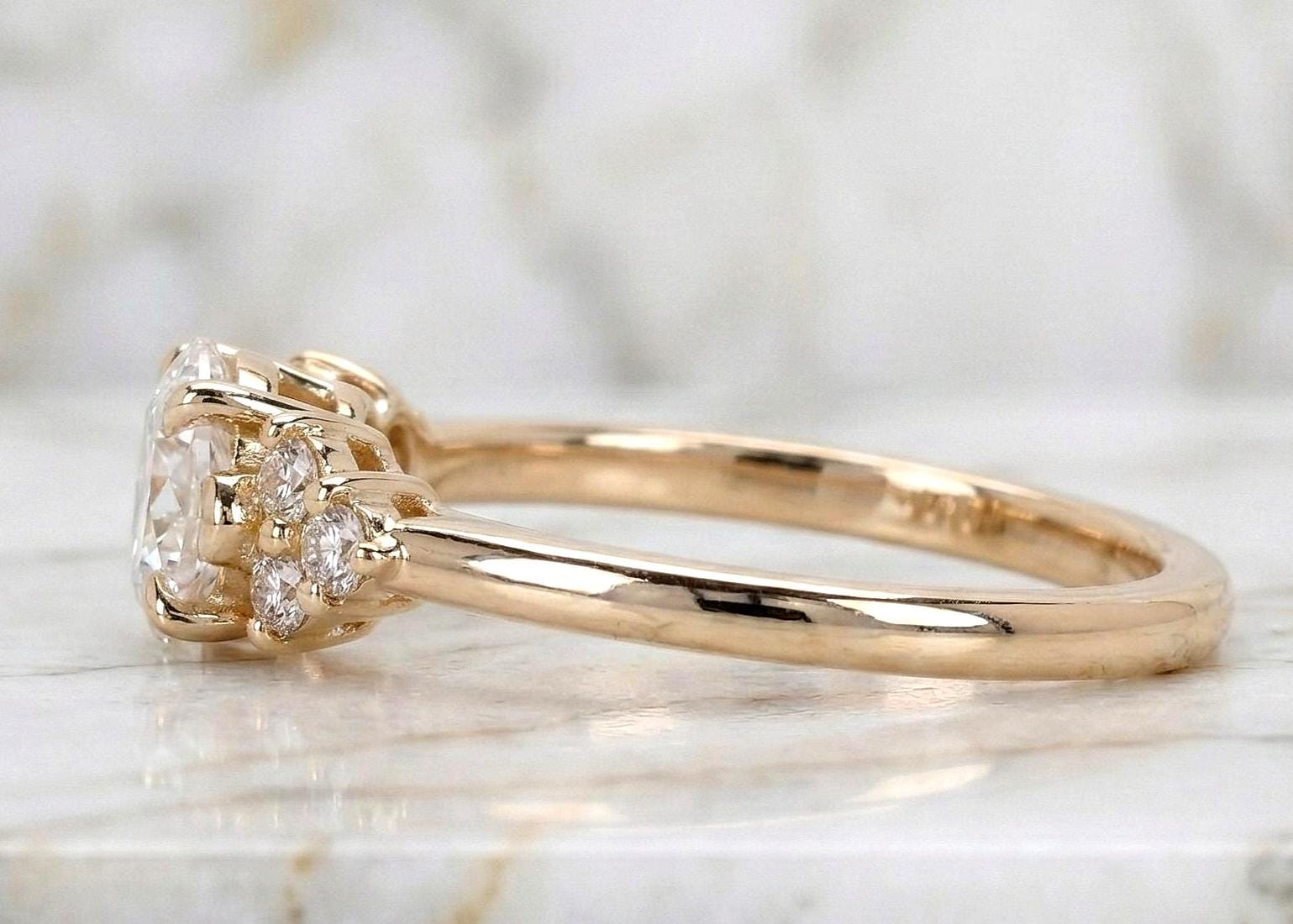 1 Ct Marquise Lab Diamond Engagement Ring