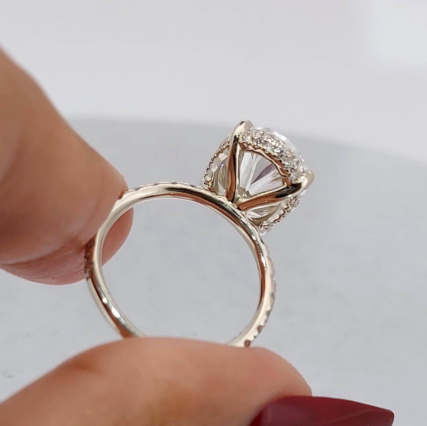 5.5 Ct Oval Lab Diamond Engagement Ring Oval cut 1Ct Moissanite Brilliant Cut engagement ring in 935 Argentium Silver — custom handcrafted by Forever For Love