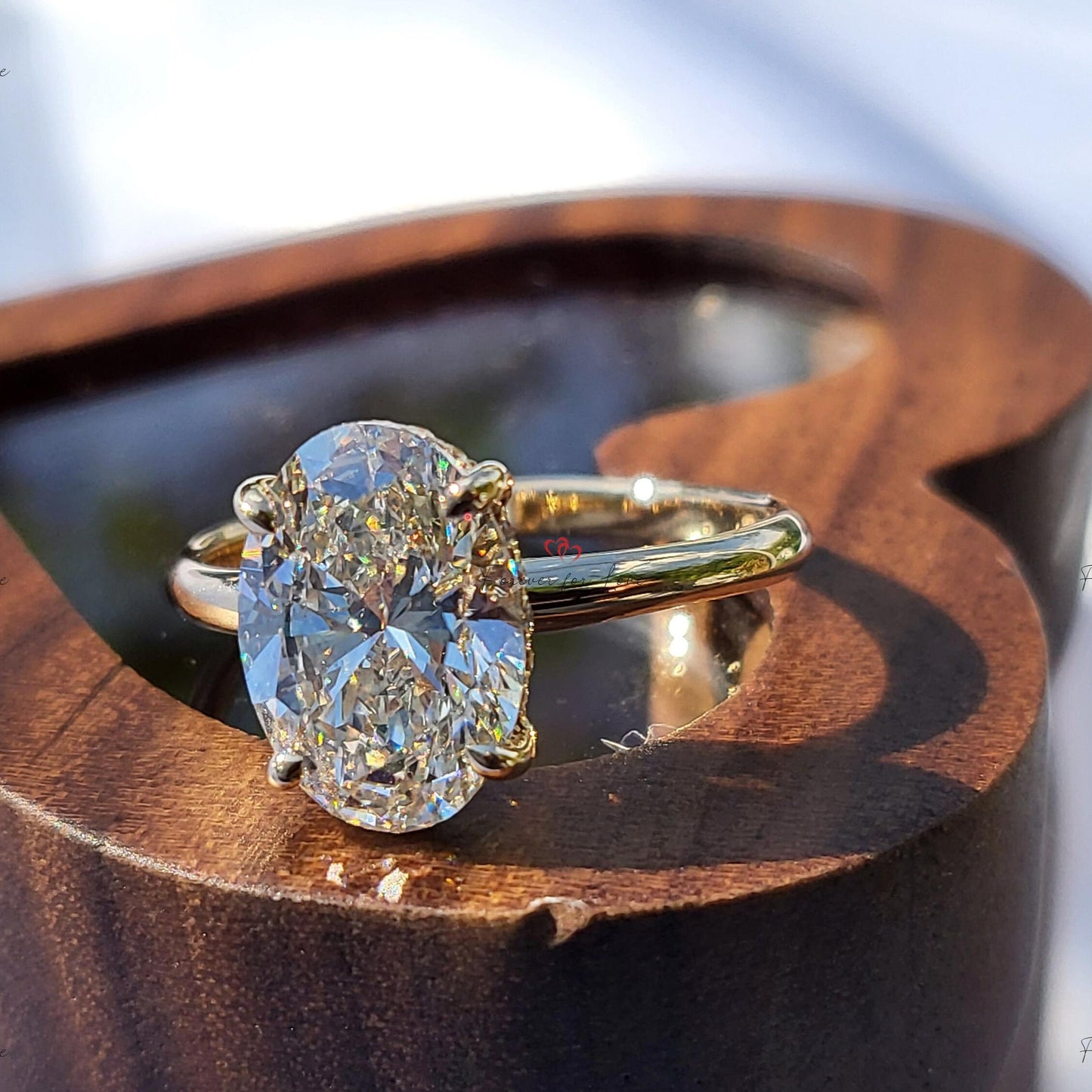2.5 Ct Oval Diamond Ring - UK Assay Guaranteed Oval cut 1Ct Moissanite Brilliant Cut engagement ring in 935 Argentium Silver — custom handcrafted by Forever For Love
