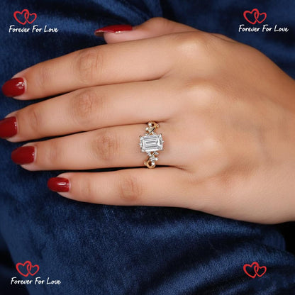 3.1 Ct IGI Certified Emerald Lab Diamond Engagement Ring