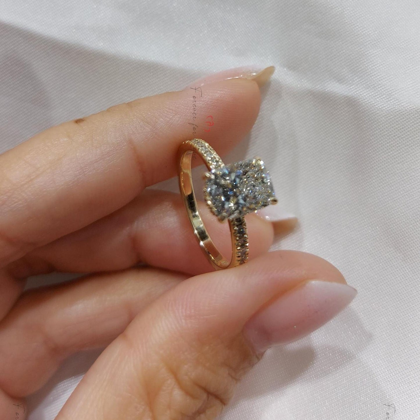 2 Ct IGI Certified Cushion Lab Diamond Engagement Ring Cushion cut 1Ct Moissanite Brilliant Cut engagement ring in 935 Argentium Silver — custom handcrafted by Forever For Love
