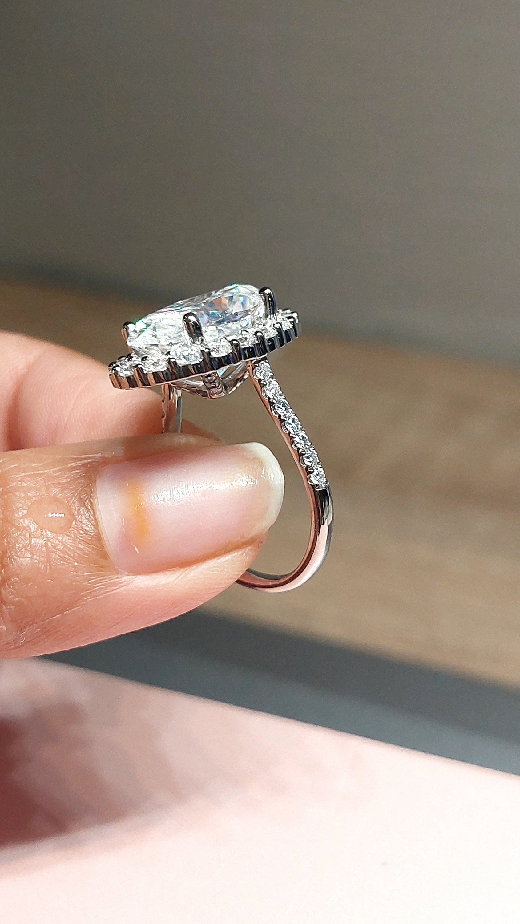 7 Ct Oval Diamond, Moissanite Halo Engagement Ring