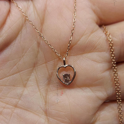 Oval diamond Necklace, 10K Rose  Gold, Dainty Minimalist Oval Pendant, Real Diamond Womens Necklace, Special Gift For Her.