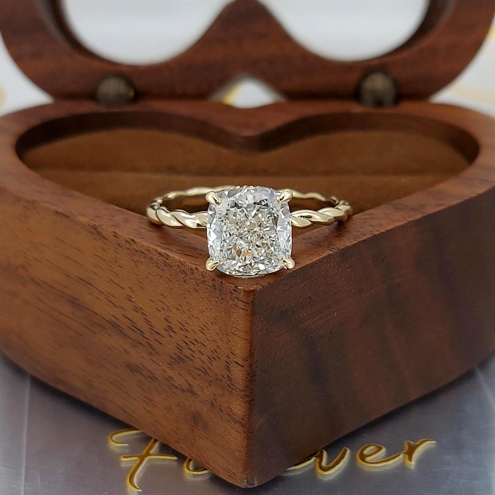 2.03 Ct IGI Certified Cushion Lab Diamond Engagement Ring