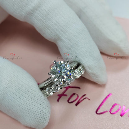 3 Ct Round Lab Diamond Engagement Ring