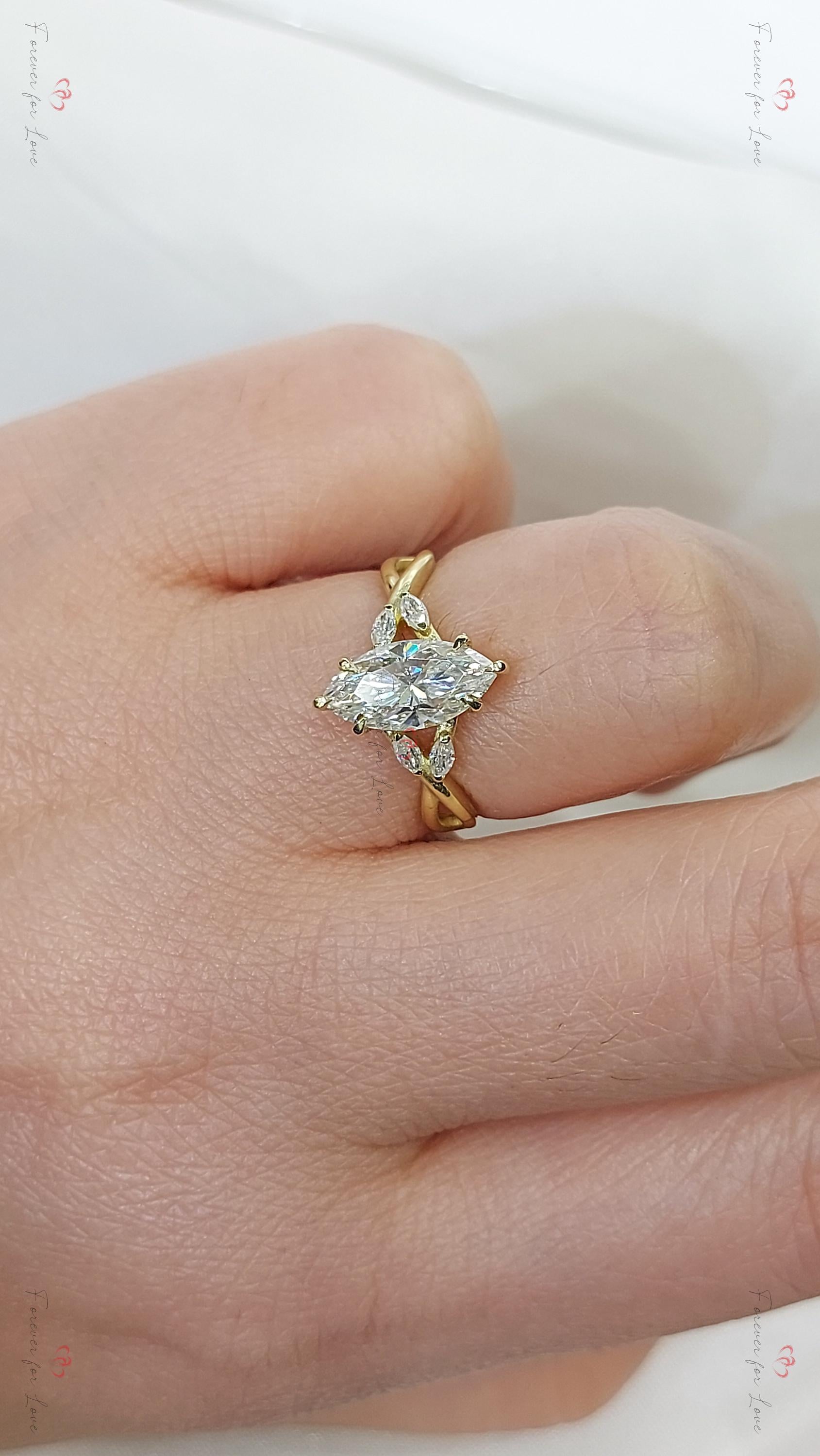 1.0 Carat E, VVS2 Clarity IGI Certified Lab Grown Oval Cut Diamond Ring, Vintage Marquise Diamond Band, Unique Engagement Ring gift for her