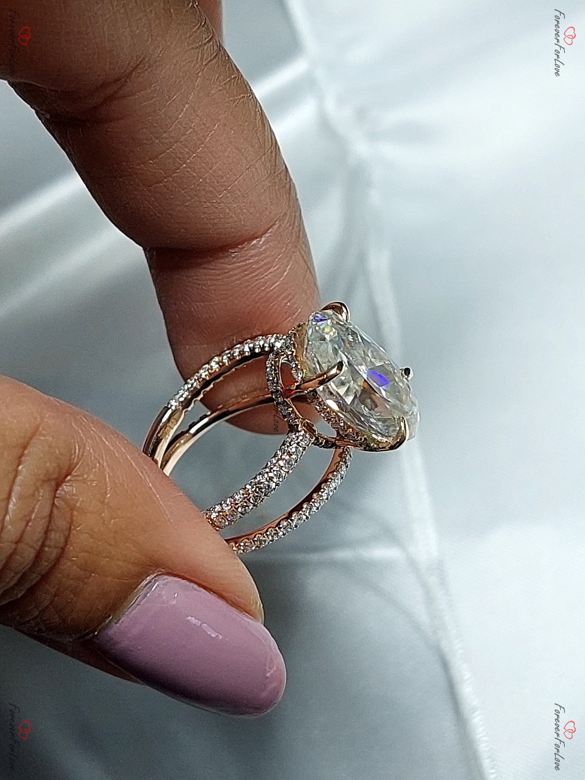 8 Ct Oval Natural Diamond, Moissanite Solitaire Engagement Ring