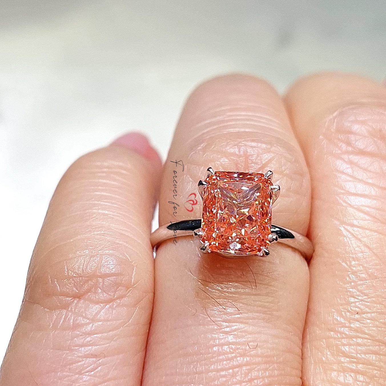 3 Ct Cushion Pink Lab Diamond Engagement Ring