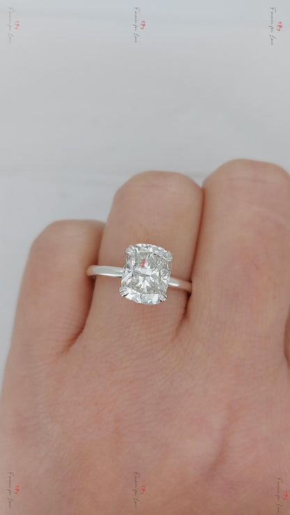 3 Ct IGI Certified Cushion Lab Diamond Engagement Ring