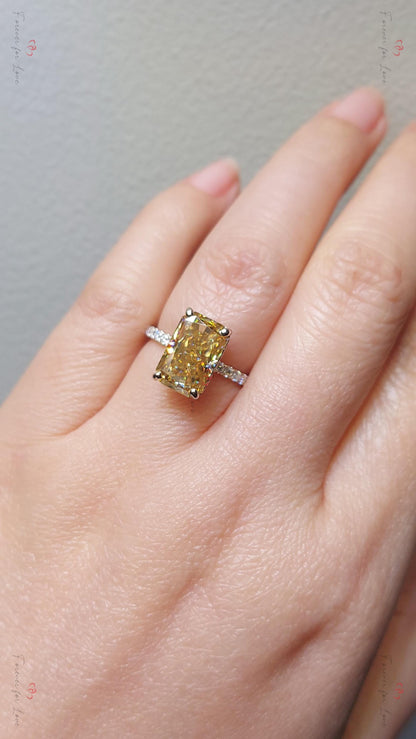 4 Ct Radiant Yellow Moissanite Engagement Ring
