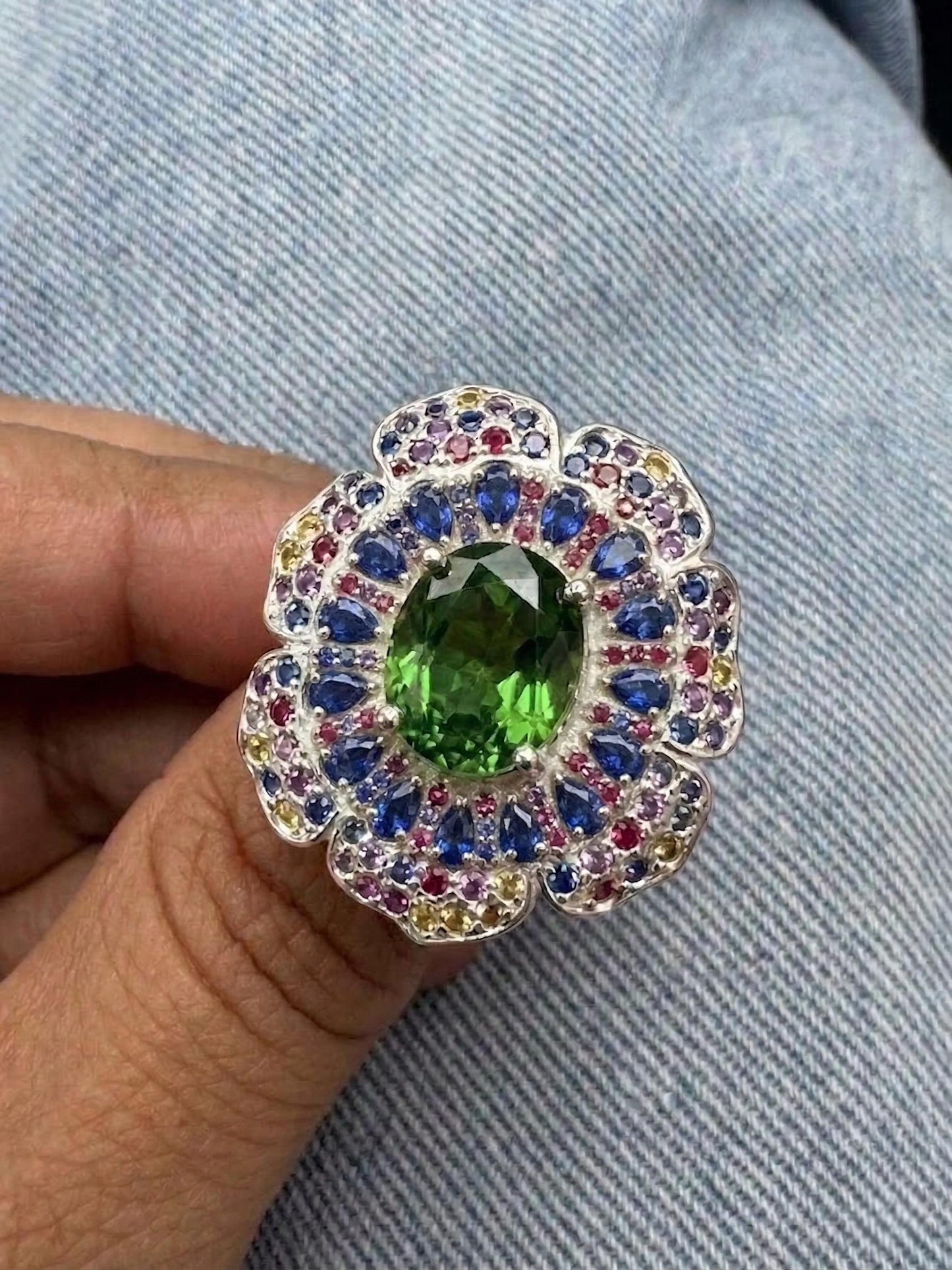 3 Ct Oval Emerald Halo Ring Oval cut Moissanite engagement ring in Gold or Platinum — custom handcrafted by Forever For Love