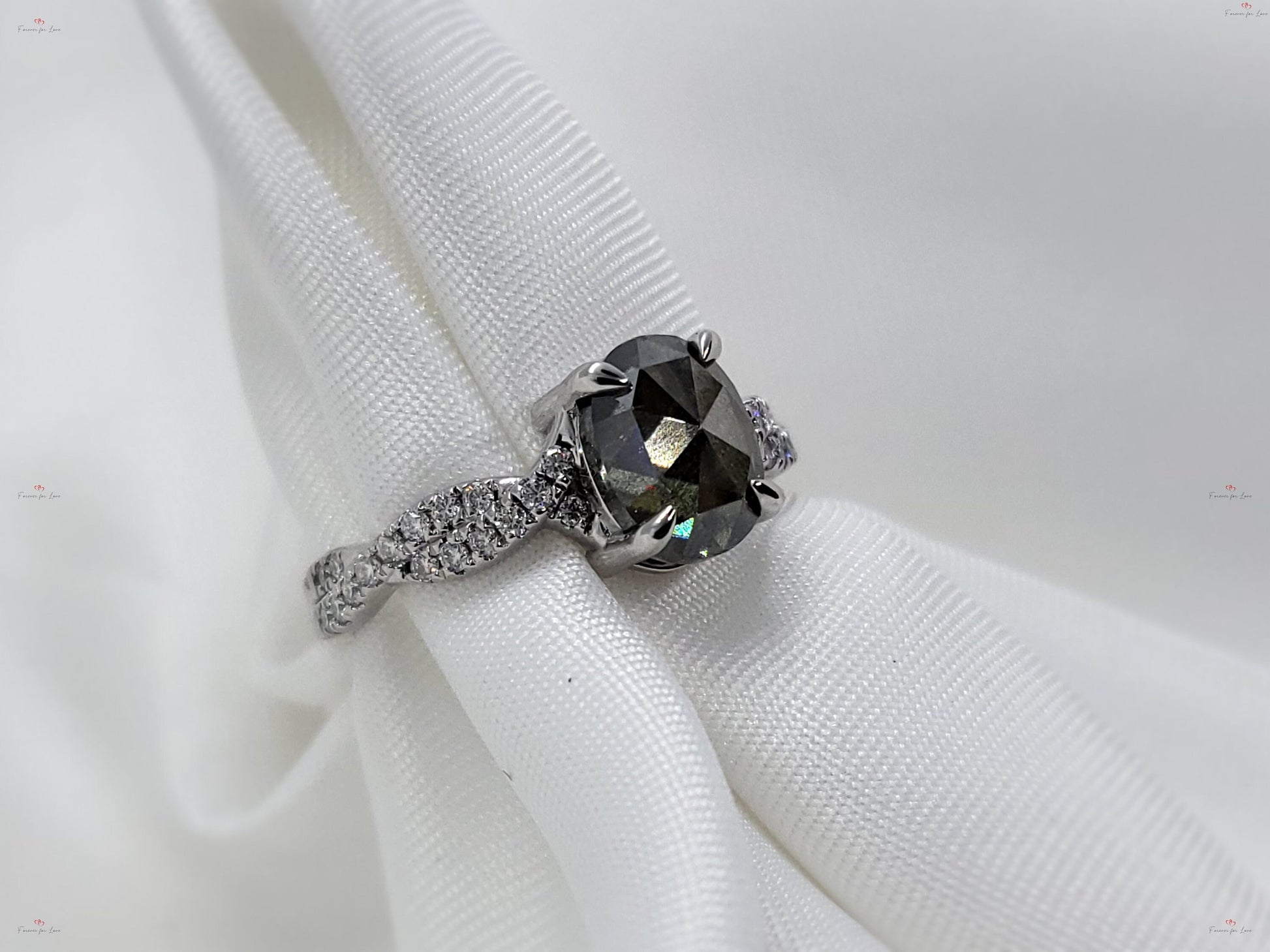 Oval Natural Diamond Solitaire Engagement Ring