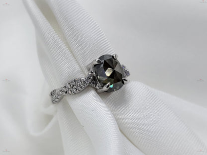 Oval Natural Diamond Solitaire Engagement Ring