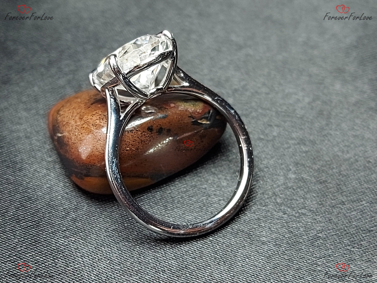 6.5 Ct Oval Moissanite Crushed Ice Solitaire Engagement Ring Oval cut 1Ct Moissanite Brilliant Cut engagement ring in 935 Argentium Silver — custom handcrafted by Forever For Love