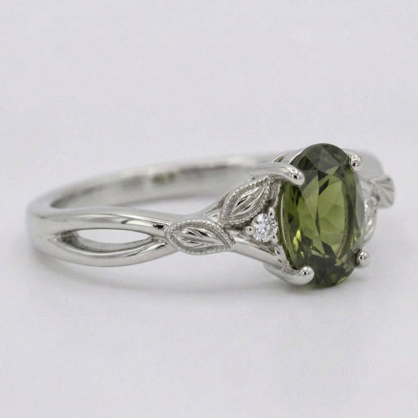 Oval Emerald Engagement Ring Oval cut 1Ct Natural Emerald engagement ring in 935 Argentium Silver — custom handcrafted by Forever For Love