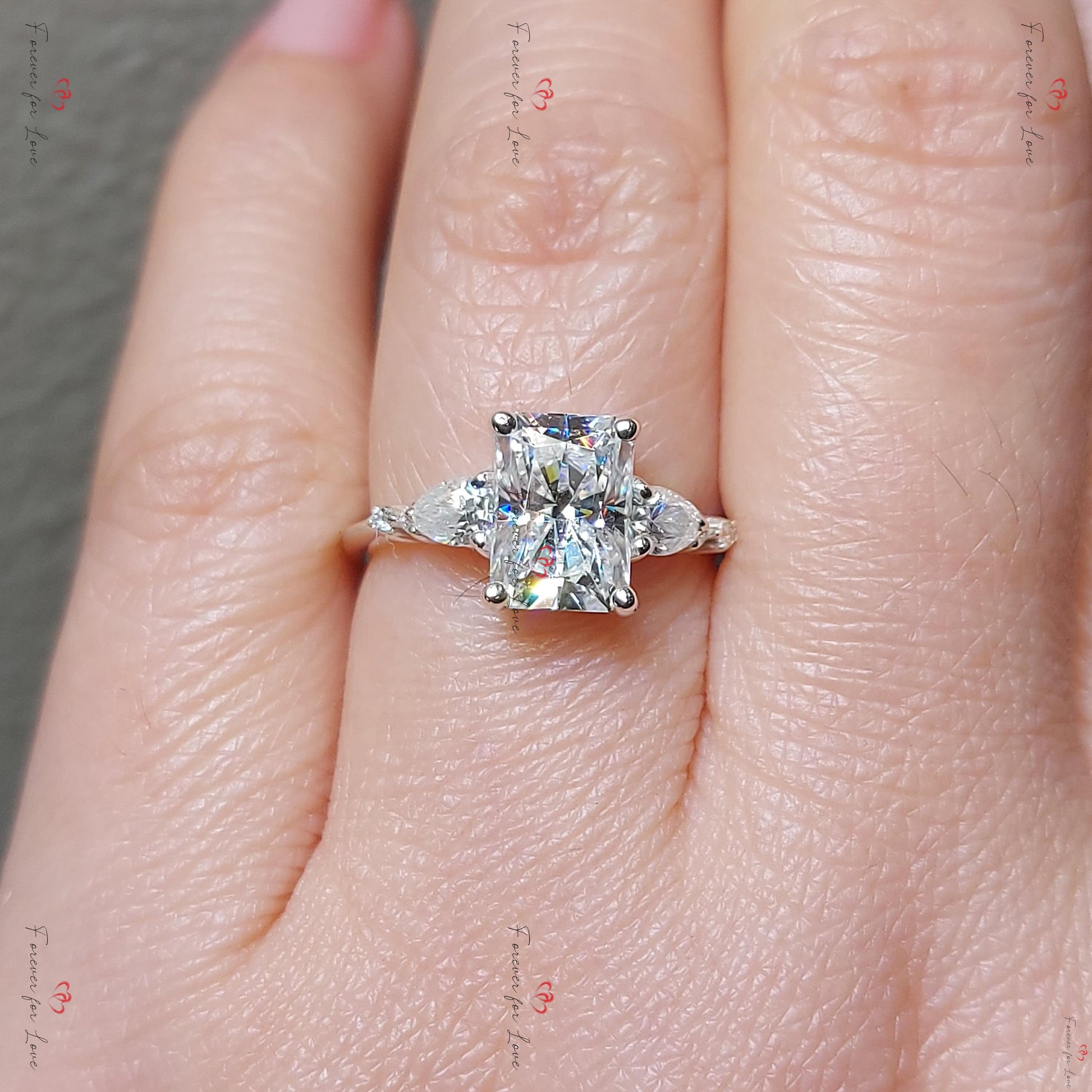 Radiant Diamond, Moissanite Eternity Band