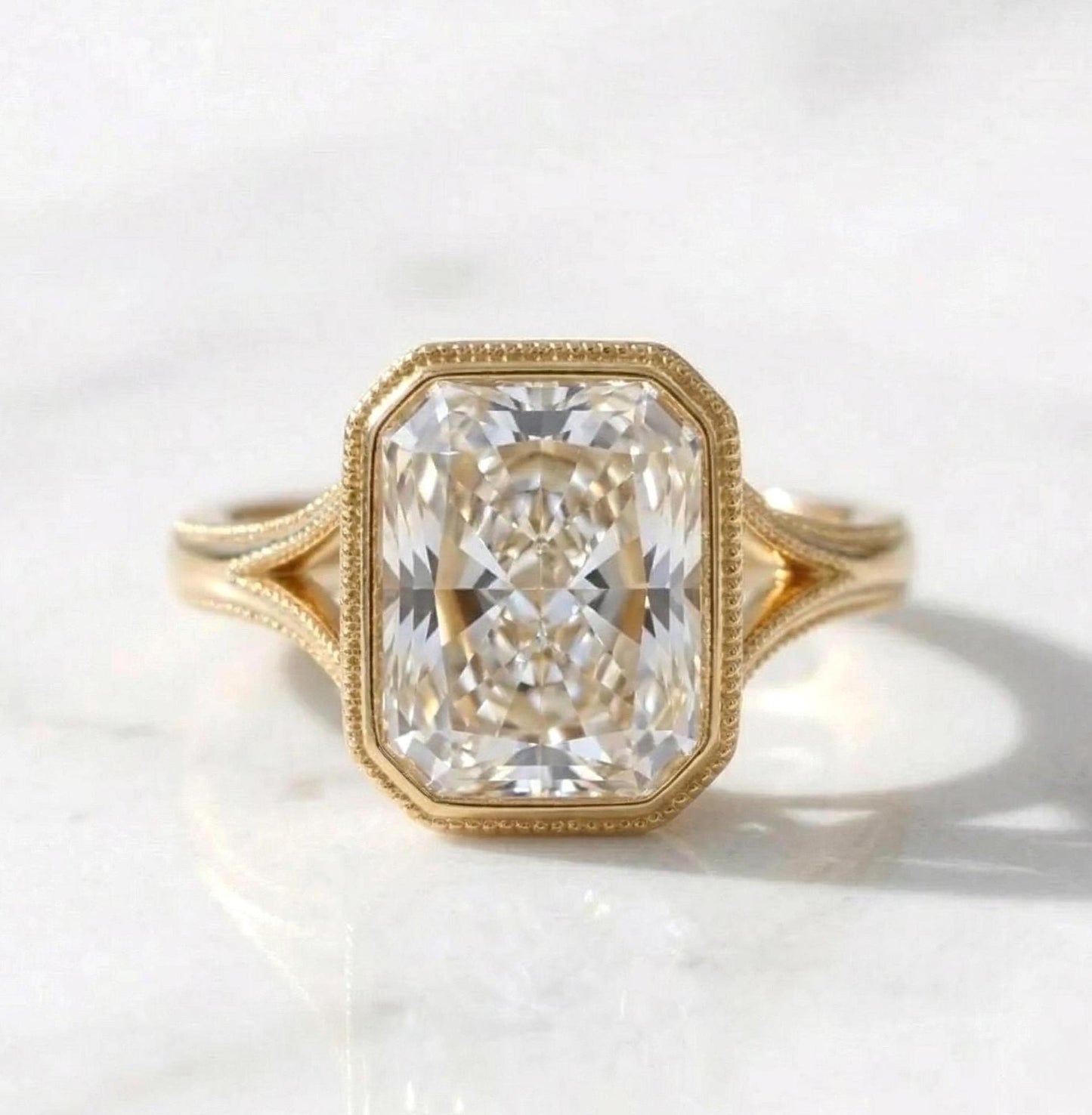 3.5 Ct IGI Certified Radiant Diamond, Emerald Engagement Ring Radiant cut 1Ct Moissanite Brilliant Cut engagement ring in 935 Argentium Silver — custom handcrafted by Forever For Love