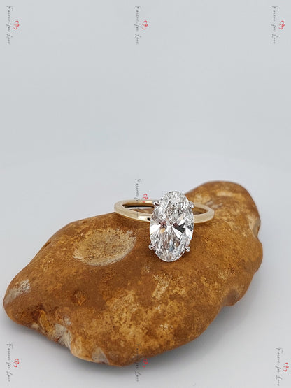 3 Ct IGI Certified Oval Lab Diamond Engagement Ring
