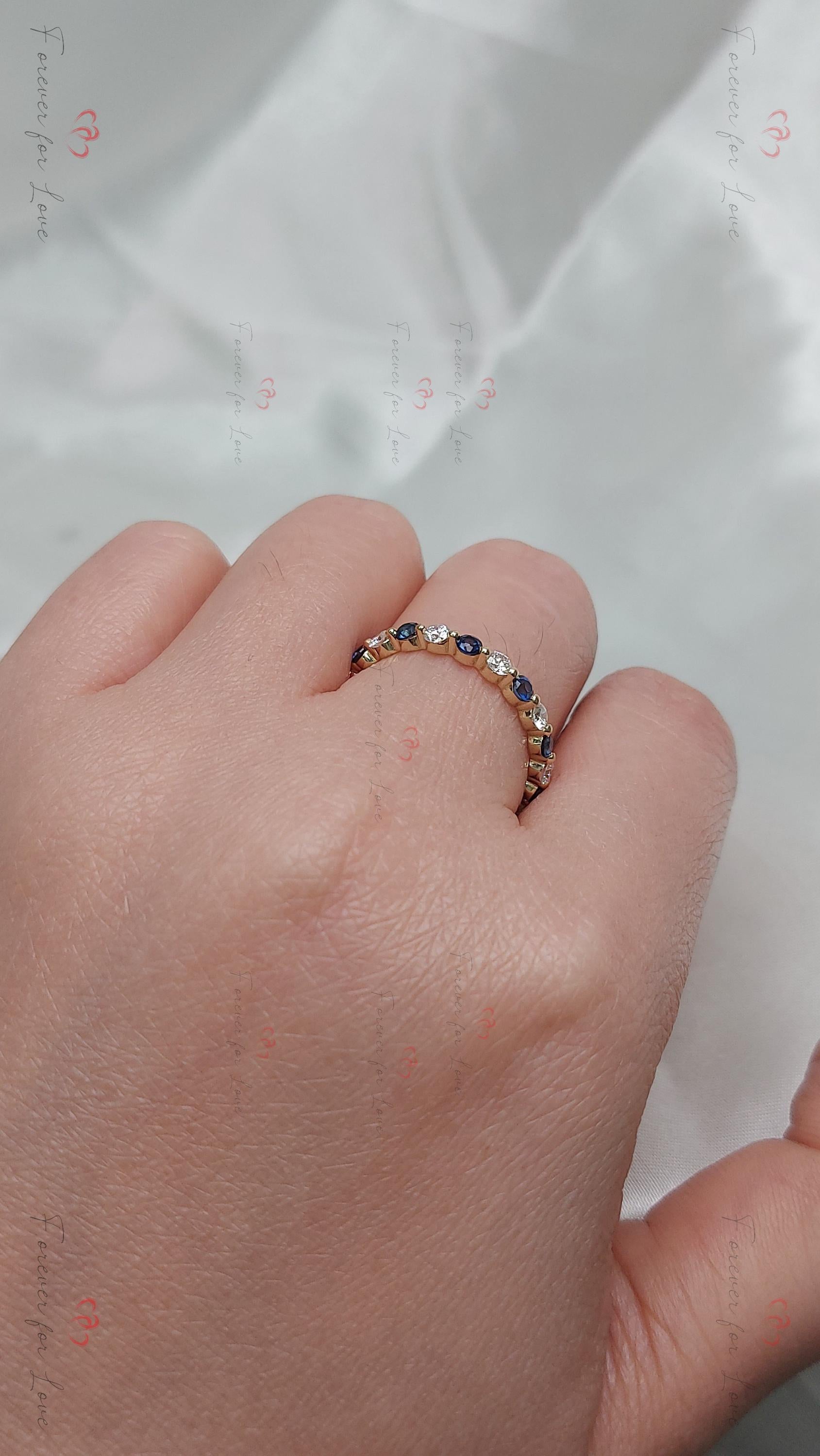 Round Diamond, Sapphire Eternity Band