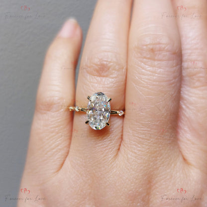 3 Ct Oval Diamond, Moissanite Engagement Ring
