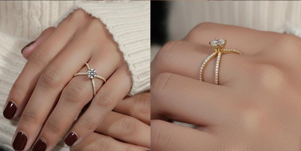 Bague en diamant taille ronde Round cut 1Ct Moissanite Taille Brillante engagement ring in Gold or Platinum — custom handcrafted by Forever For Love