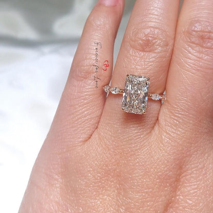 3.5 Ct IGI Certified Radiant Lab Diamond Solitaire Engagement Ring