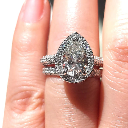 2 Ct Pear Lab Diamond Solitaire Engagement Ring