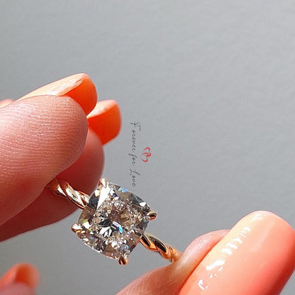 2 Ct IGI Certified Cushion Lab Diamond Engagement Ring
