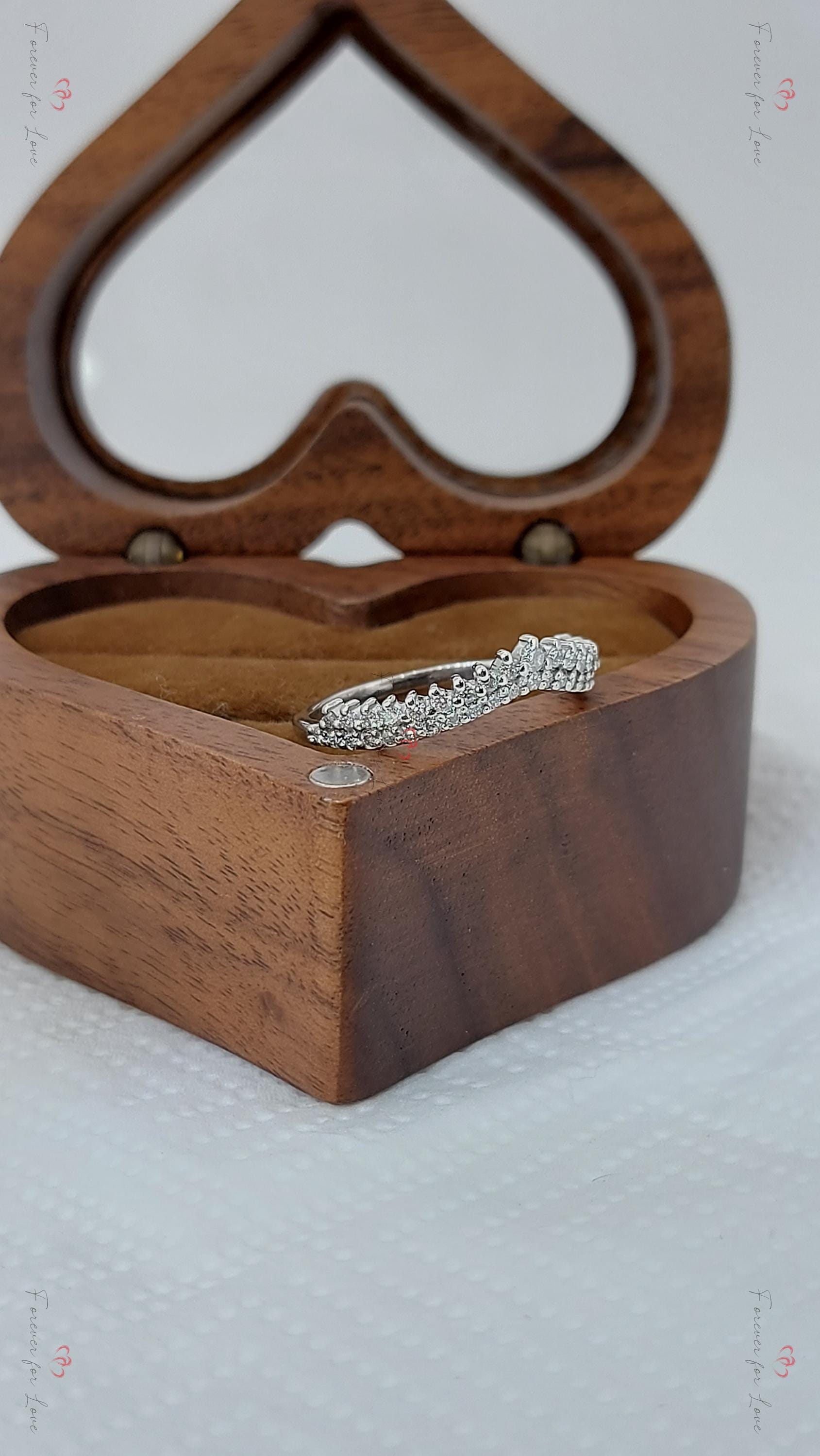 Solid gold Curvy Half Eternity Ring, stacking UK Hallmark Wedding Band- Diamond wedding band - matching wedding band