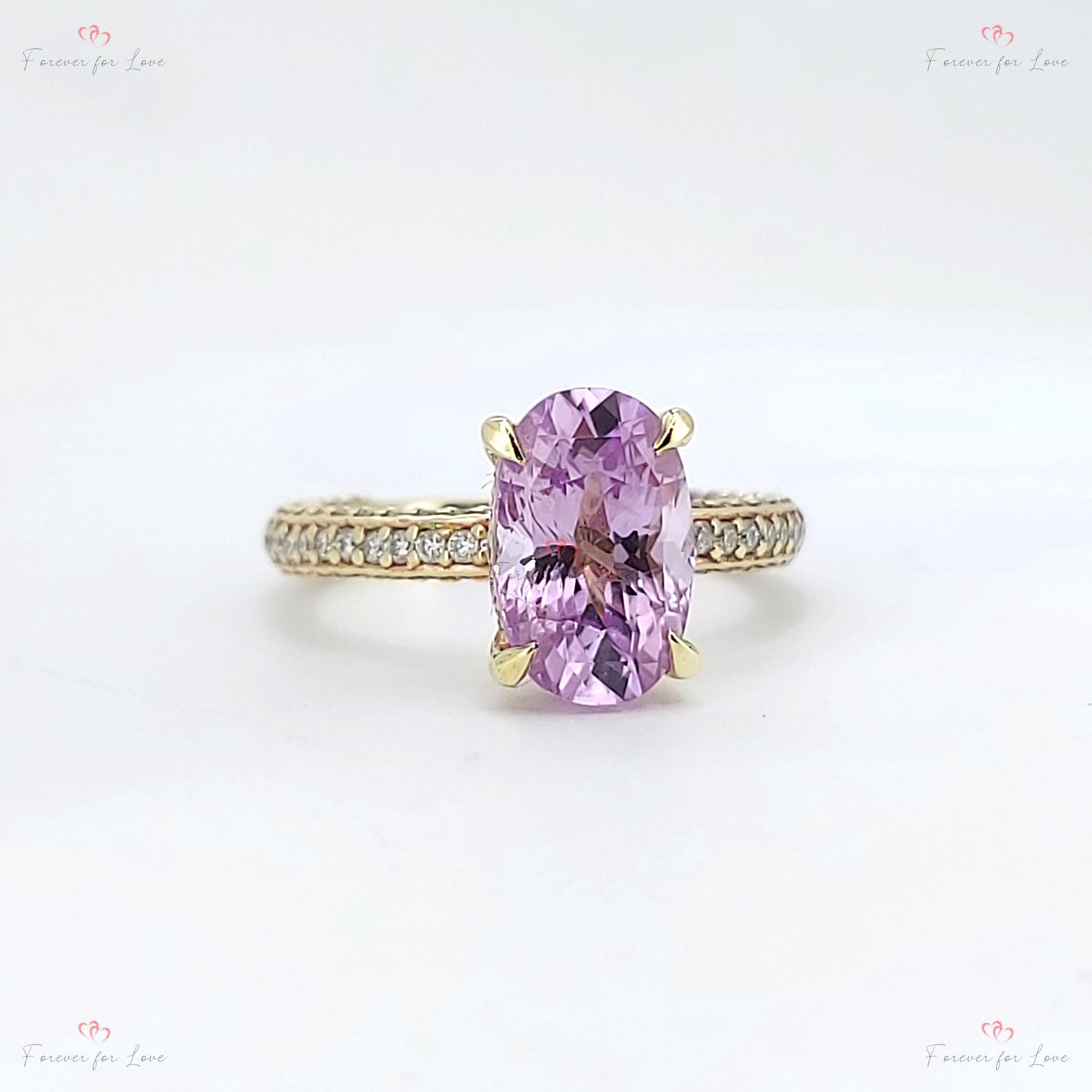 3.45 Ct Oval Pink Diamond, Sapphire Engagement Ring