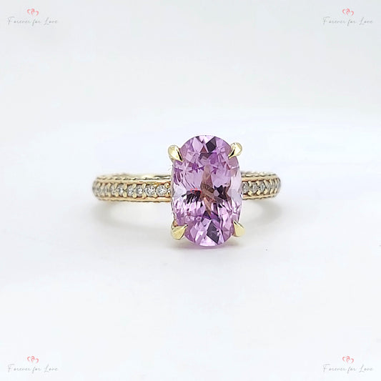 3.45 Ct Oval Pink Diamond, Sapphire Engagement Ring