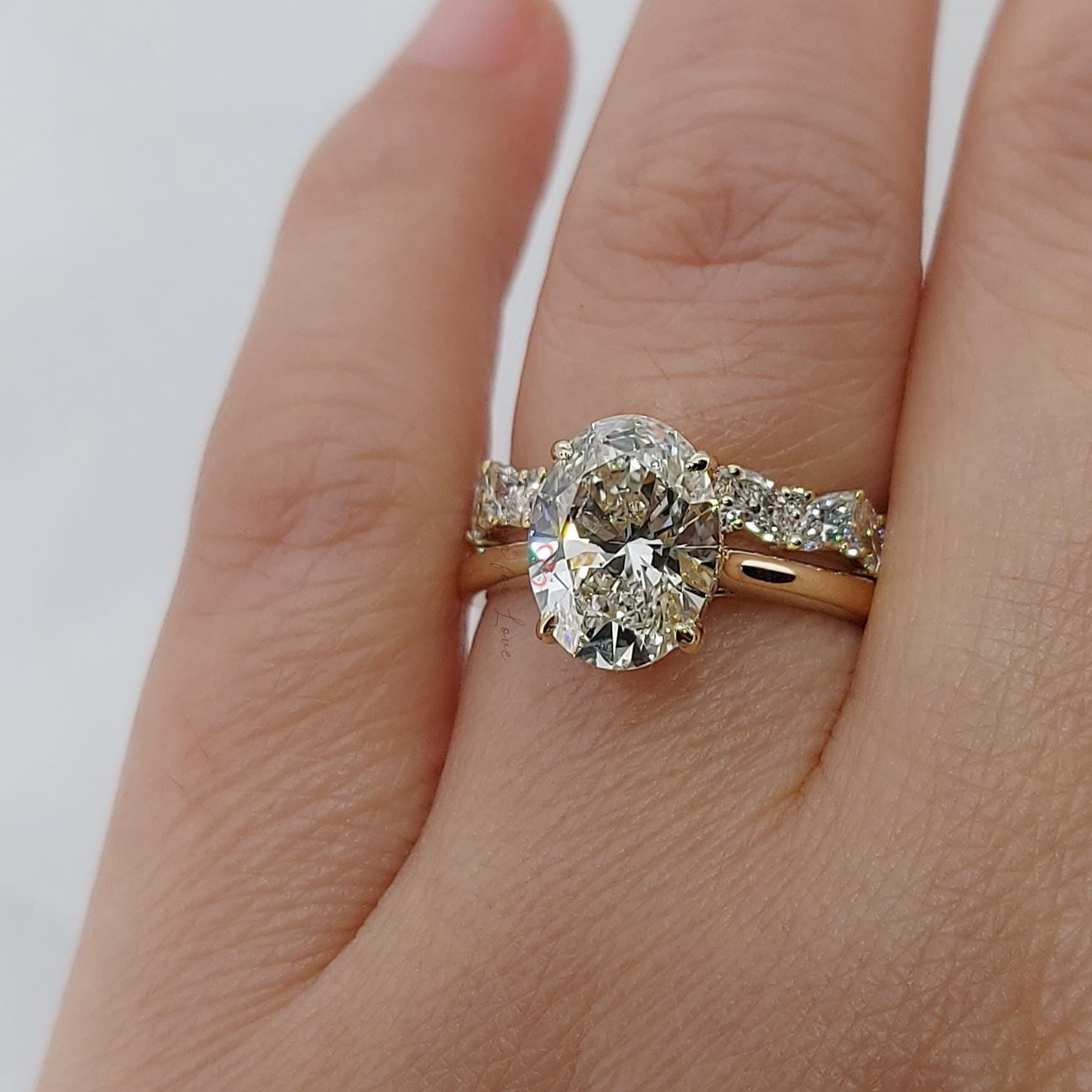 3 Ct Oval Lab Diamond Engagement Ring