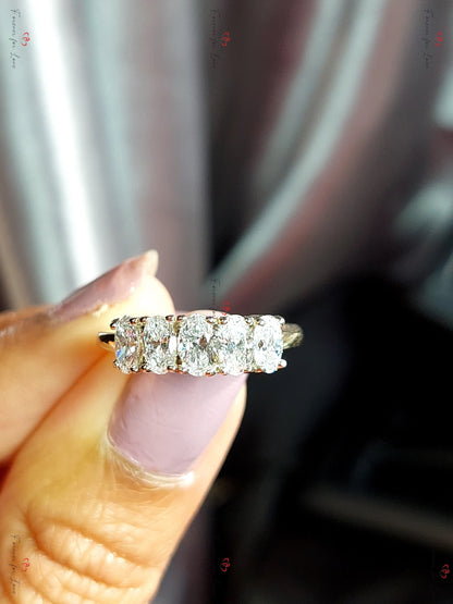 Oval Lab Diamond Half Eternity Band